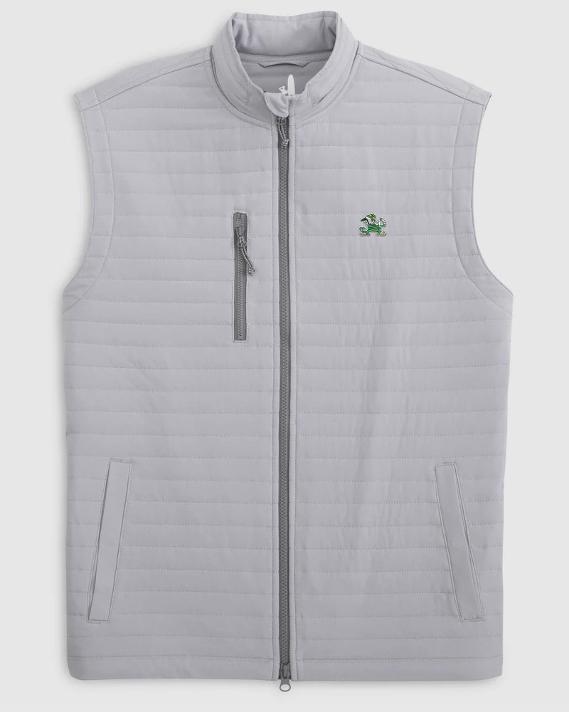 Notre Dame Crosswind Quilted Performance Vest - Leprechaun Logo | johnnie O