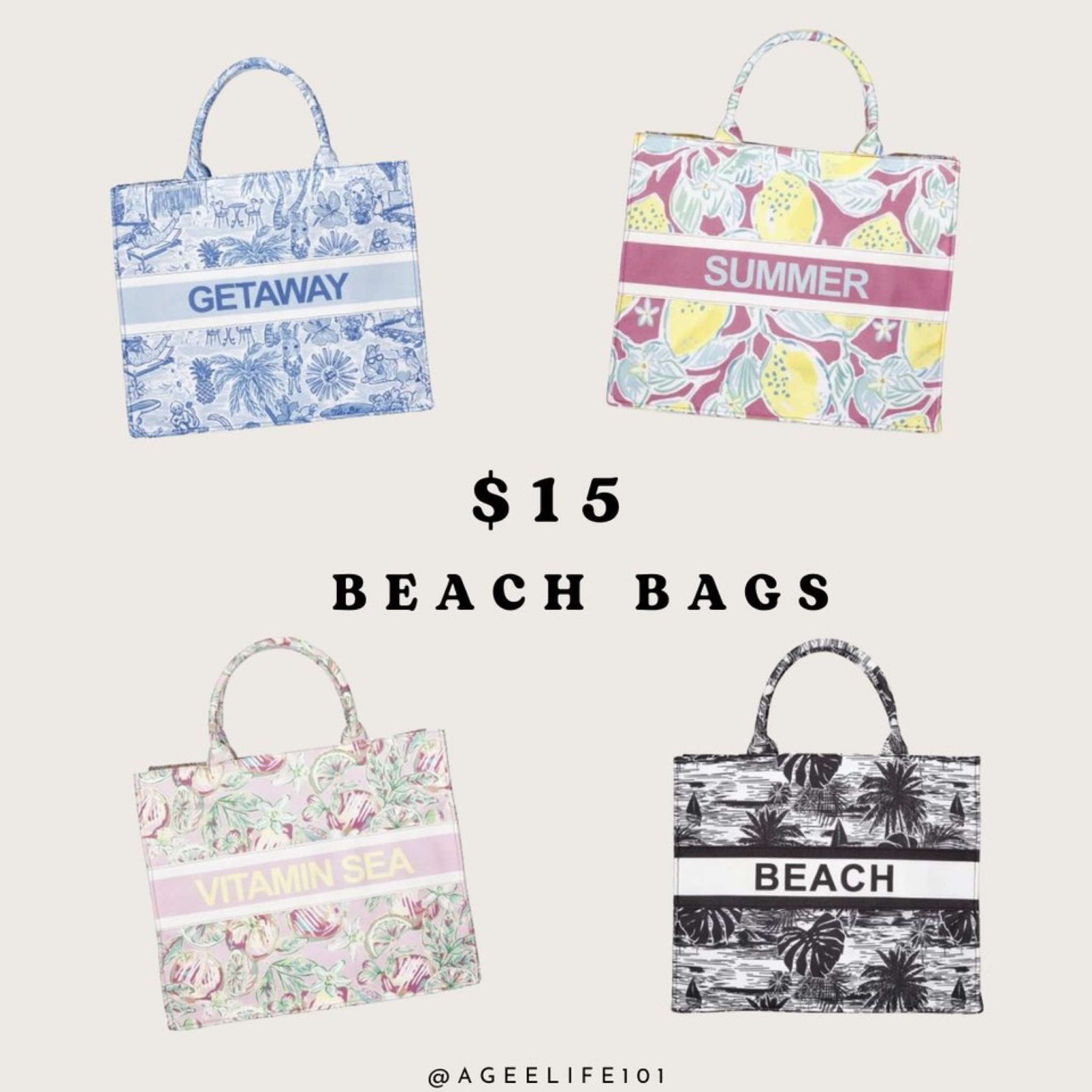 $15 beach bags = hello end of year teacher gift!!!! 
:
Also one for mama too bc Mother’s Day is right around corner 

#LTKSeasonal #LTKitbag #LTKGiftGuide