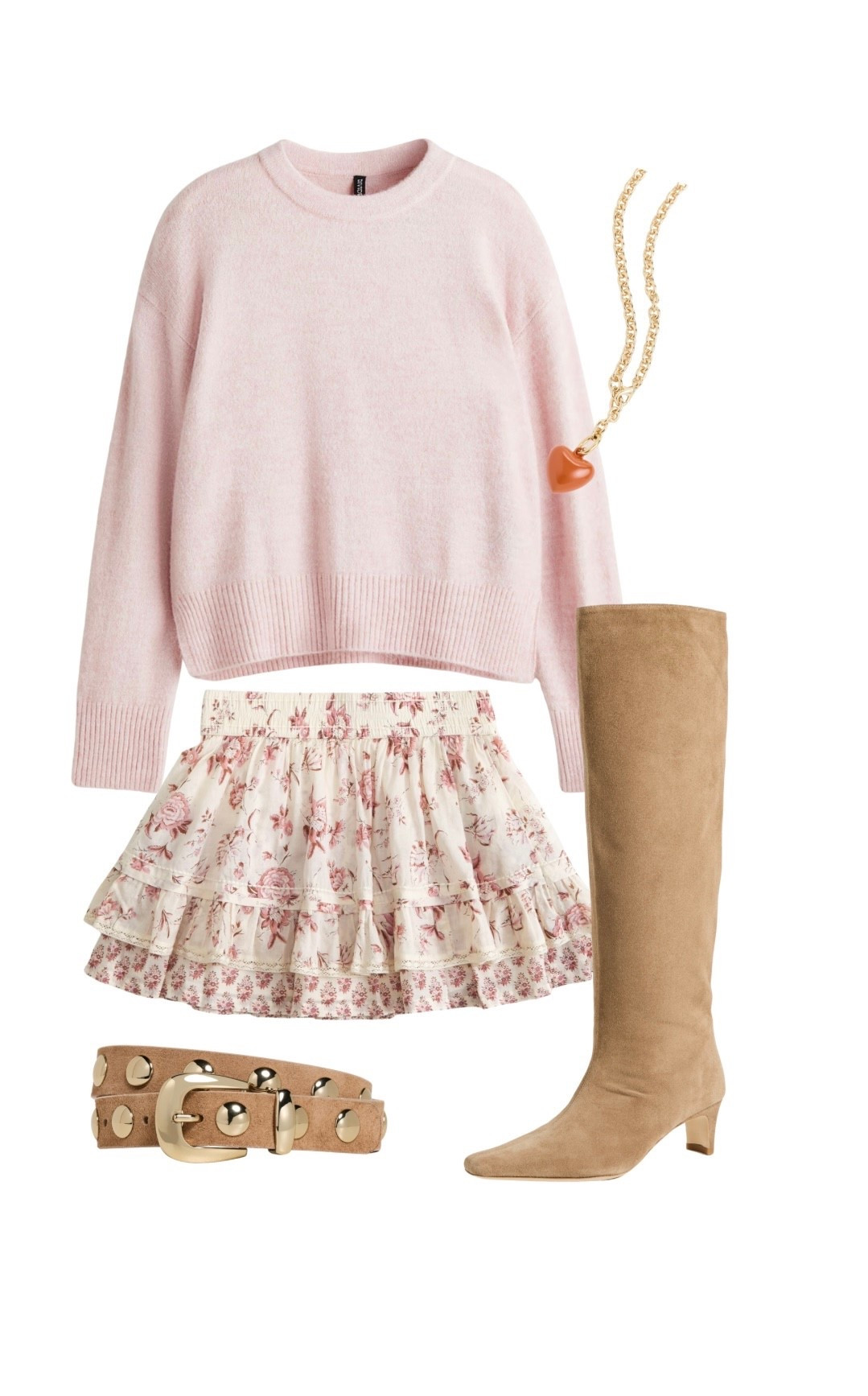 Girly fall outfit inspo and thanksgiving outfit idea! Pink sweater and floral skirt and camel boots

#LTKHoliday #LTKFindsUnder100