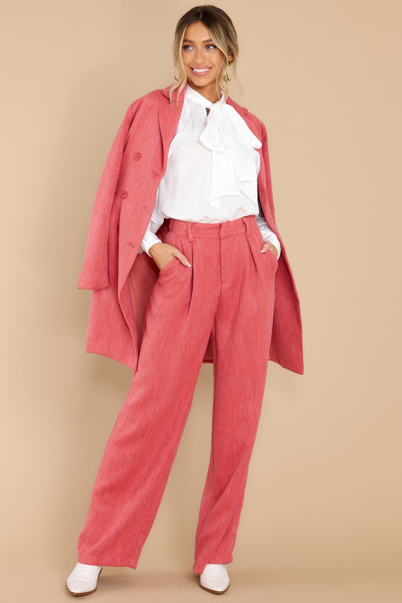 Business Girl Porcelain Rose Pants | Red Dress 