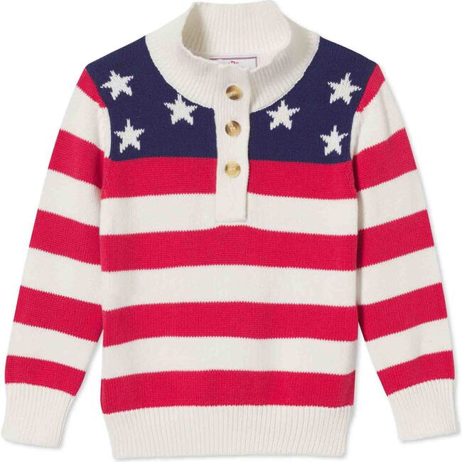 Scott American Flag Sweater, Cannoli Cream | Maisonette