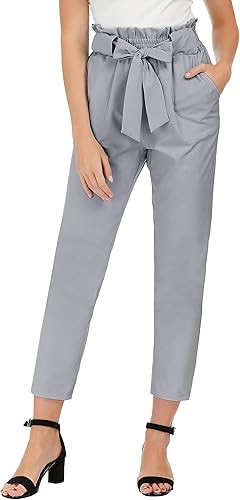 GRACE KARIN Women's Cropped Paper Bag Waist Pants with Pockets | Amazon (US)