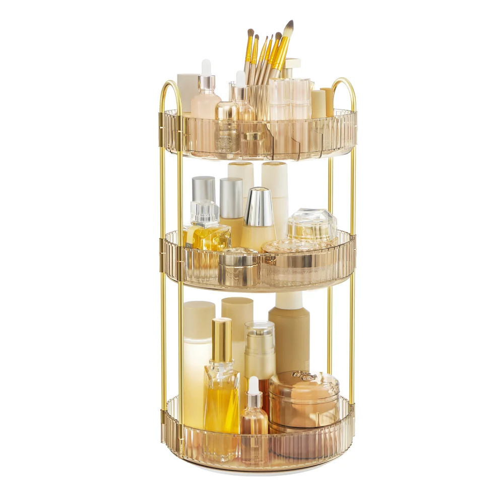 SONGMICS three tier champagne gold makeup organizer