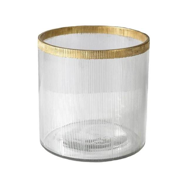 Serene Spaces Living Gold Rim Ribbed Glass Vase, Small, 4.25" Tall | Walmart (US)