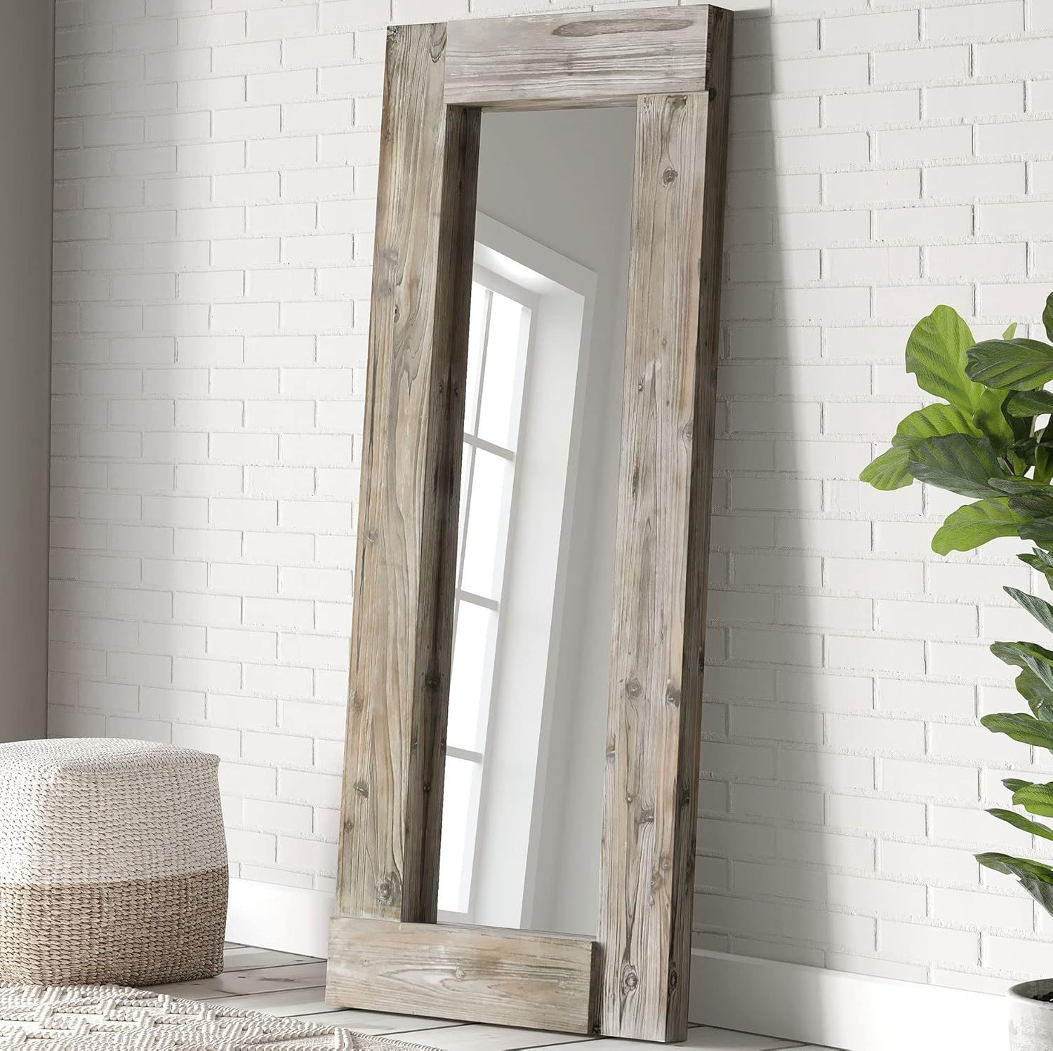 Barnyard Designs Full Length Floor Mirror - Unfinished Wood Leaner Mirror, Large Full Body Rustic... | Amazon (US)