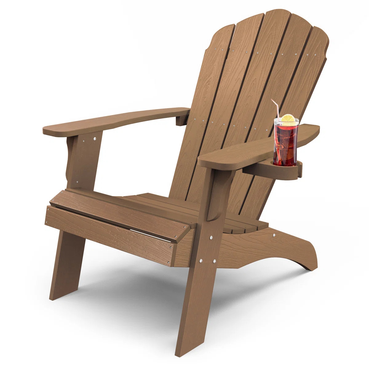 Allurine 32" W HIPS Plastic Weather Resistant Adirondack Chair with Cup Holder | Wayfair North America