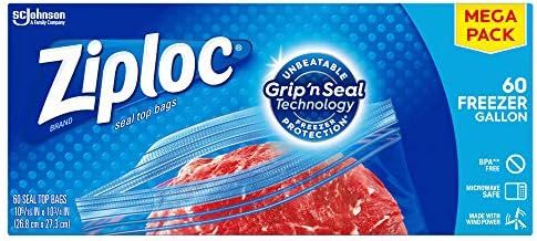 Ziploc Freezer Bags with New Grip 'n Seal Technology, Gallon, 60 Count | Amazon (US)