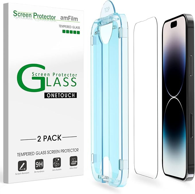 amFilm Screen Protector OneTouch Compatible with iPhone 14 Pro Max 6.7", Dynamic Island Compatibl... | Amazon (US)