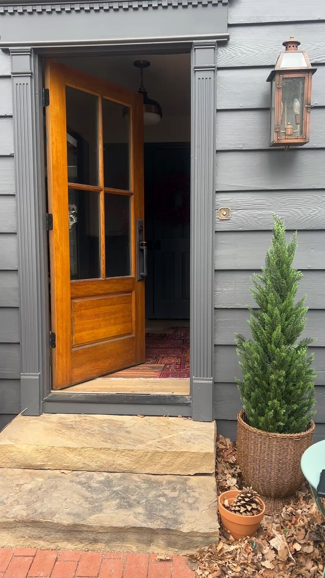 New 5ft faux cedar trees and n my woven urns from Walmart! 

#LTKHome