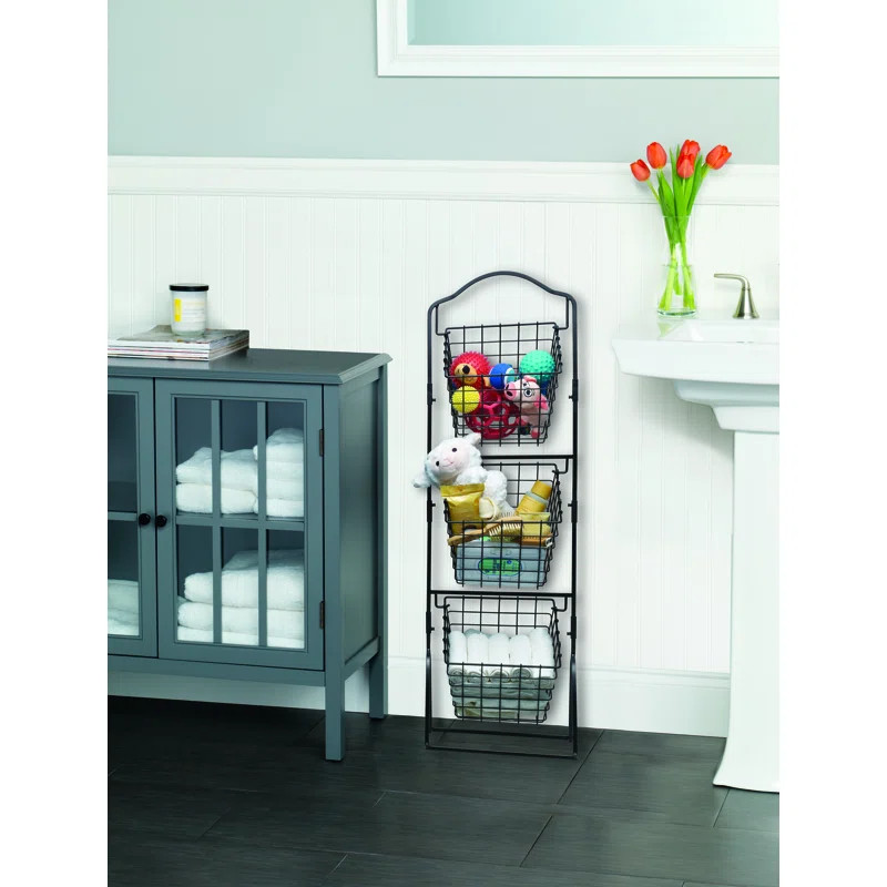 Gourmet Basics by Mikasa 3-Tier Metal Market Basket, Antique Black | Wayfair North America