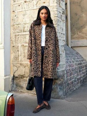 Leopard Print Car Coat With Wool | Ro&Zo