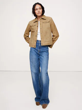 Relaxed Suede Trucker Jacket | Banana Republic (CA)