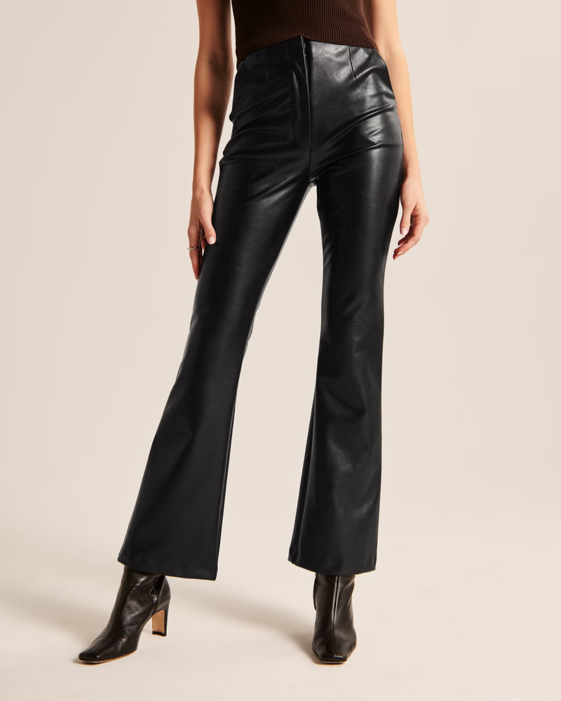 Vegan Leather Slim Flare Pants | Abercrombie & Fitch (US)