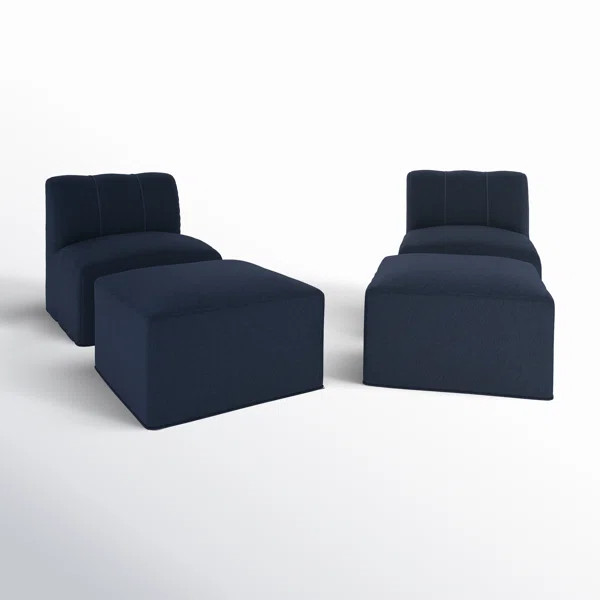 Eliana Outdoor Armless Lounge Chair with Sunbrella Cushions and Ottoman | Birch Lane