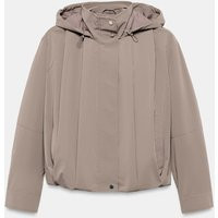 Zara - Rubberised Hooded Jacket - Mink - M - Woman | Zara UK