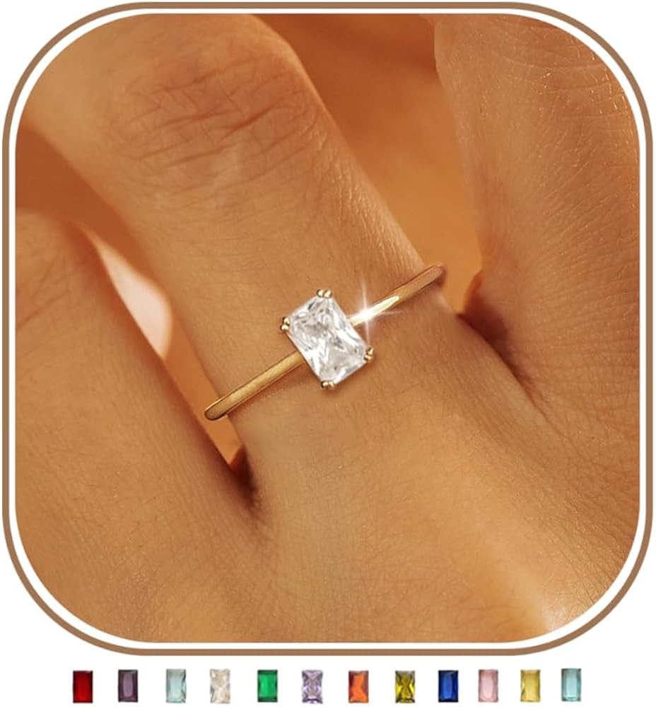 Amazon.com: KAERUN Mothers Day Gifts Gold Birthstone Rings for Women Non Tarnish 14K Gold Plated ... | Amazon (US)