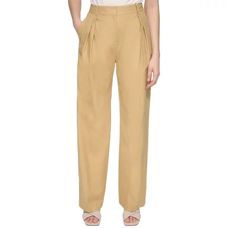 Women's Linen-Blend Pleated Wide-Leg Pants Biscotti 0 | Walmart (US)