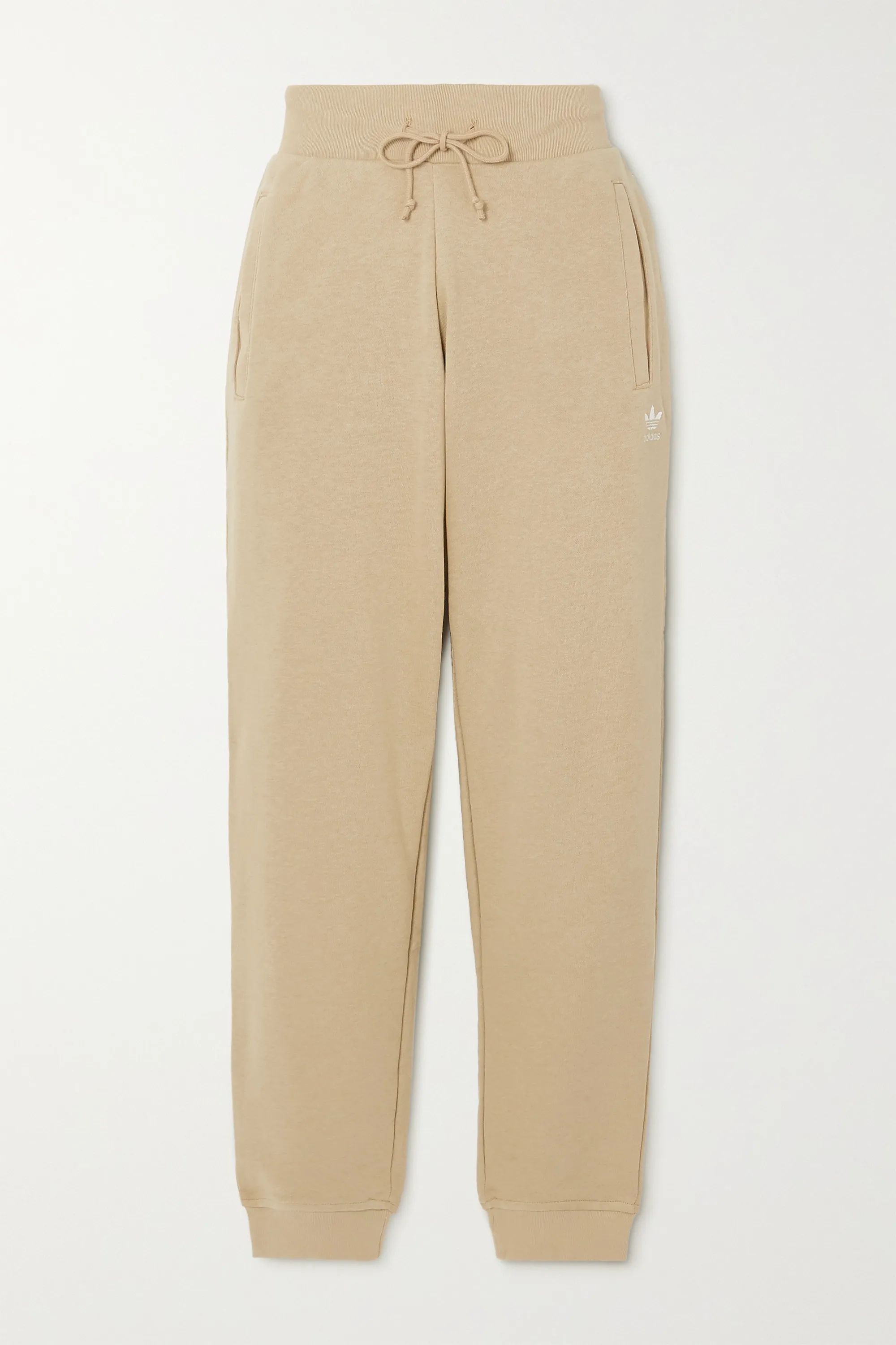 Beige French cotton-blend terry track pants | adidas Originals | NET-A-PORTER | NET-A-PORTER (UK & EU)