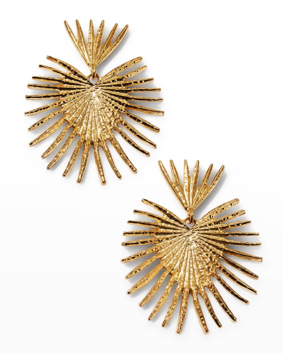 Kenneth Jay Lane Large Gold Fan Drop Post Earrings | Neiman Marcus