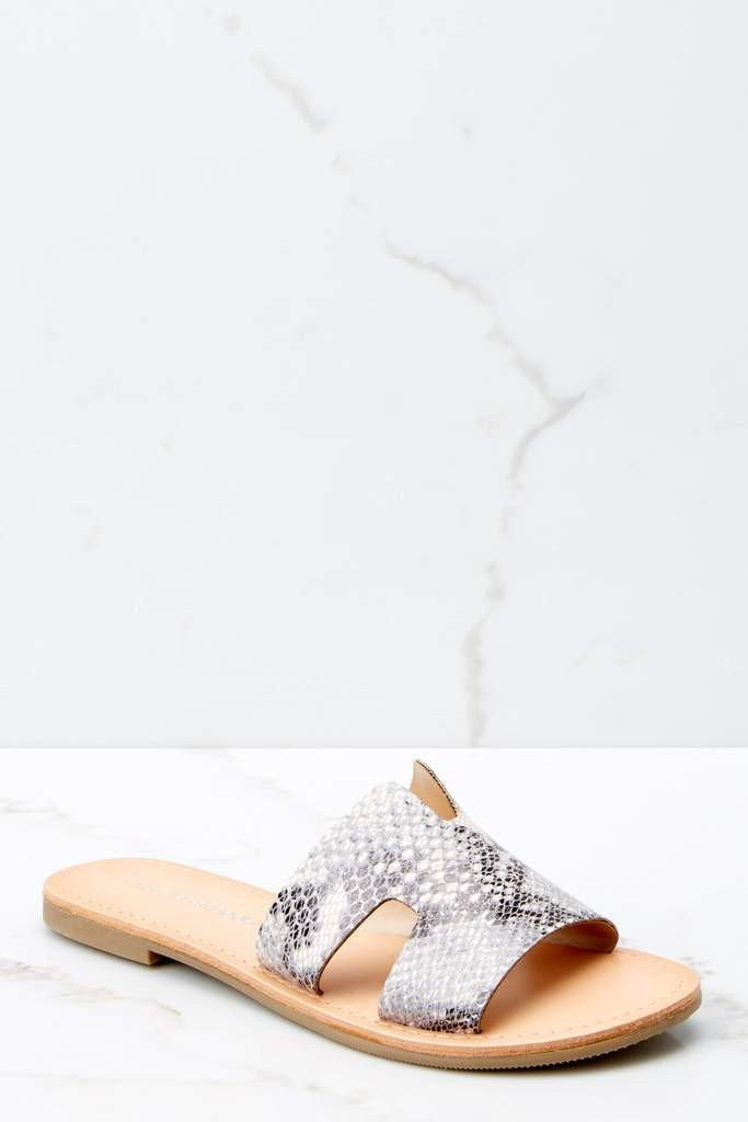 Make Things Easy Grey Python Print Sandals | Red Dress 