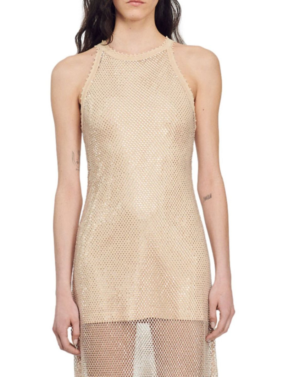 Long Shiny Mesh Dress | Saks Fifth Avenue