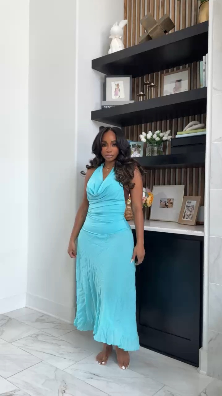 halter midi summer dresses with cowl neck! 

#LTKootd #LTKMidsize