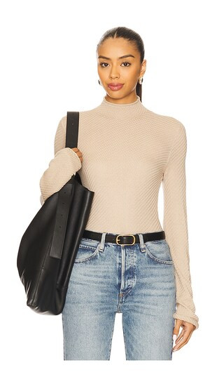 Kori Funnel Neck Top in Tan | Revolve Clothing (Global)