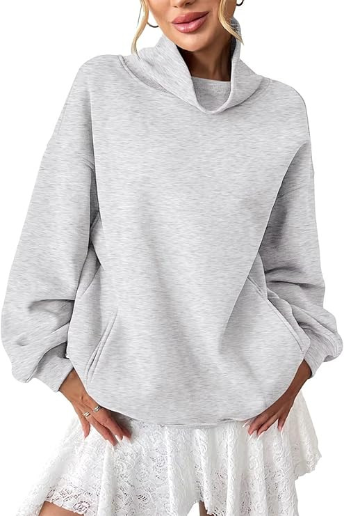 Womens Fleece Oversized Sweatshirts with Pocket Turtleneck Pullover Casual Long Sleeve Fall Tops ... | Amazon (US)