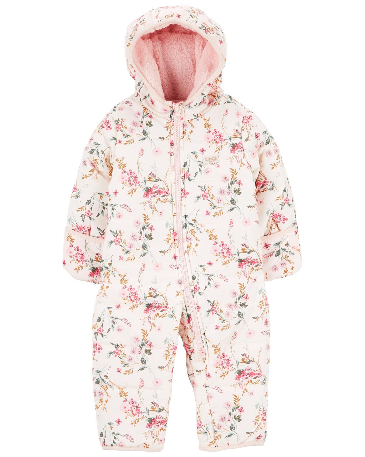 Pink Baby Floral Print Heavyweight Hooded Snowsuit | carters.com | Carter's