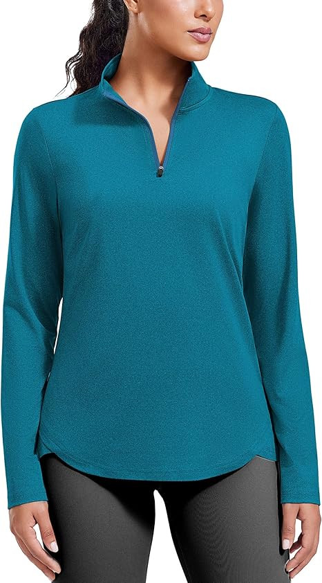 PINSPARK Workout Tops for Women Long Sleeve Athletic Shirt Quarter Zip Running Shirts Stretchy UP... | Amazon (US)