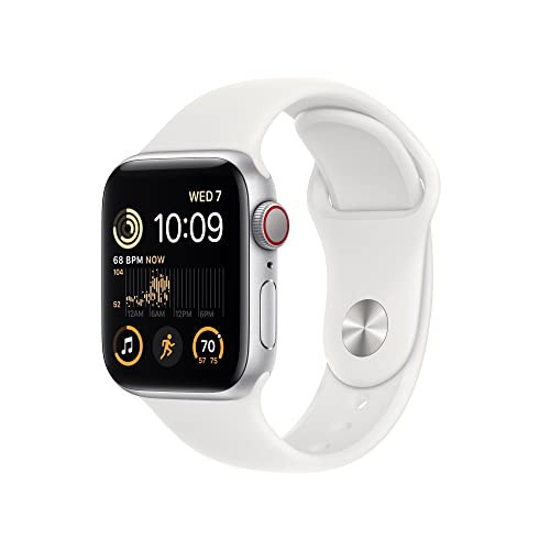 Apple Watch SE (2nd Gen) (GPS + Cellular, 40mm) - Silver Aluminum Case with White Sport Band, M/L (Renewed) | Amazon (US)