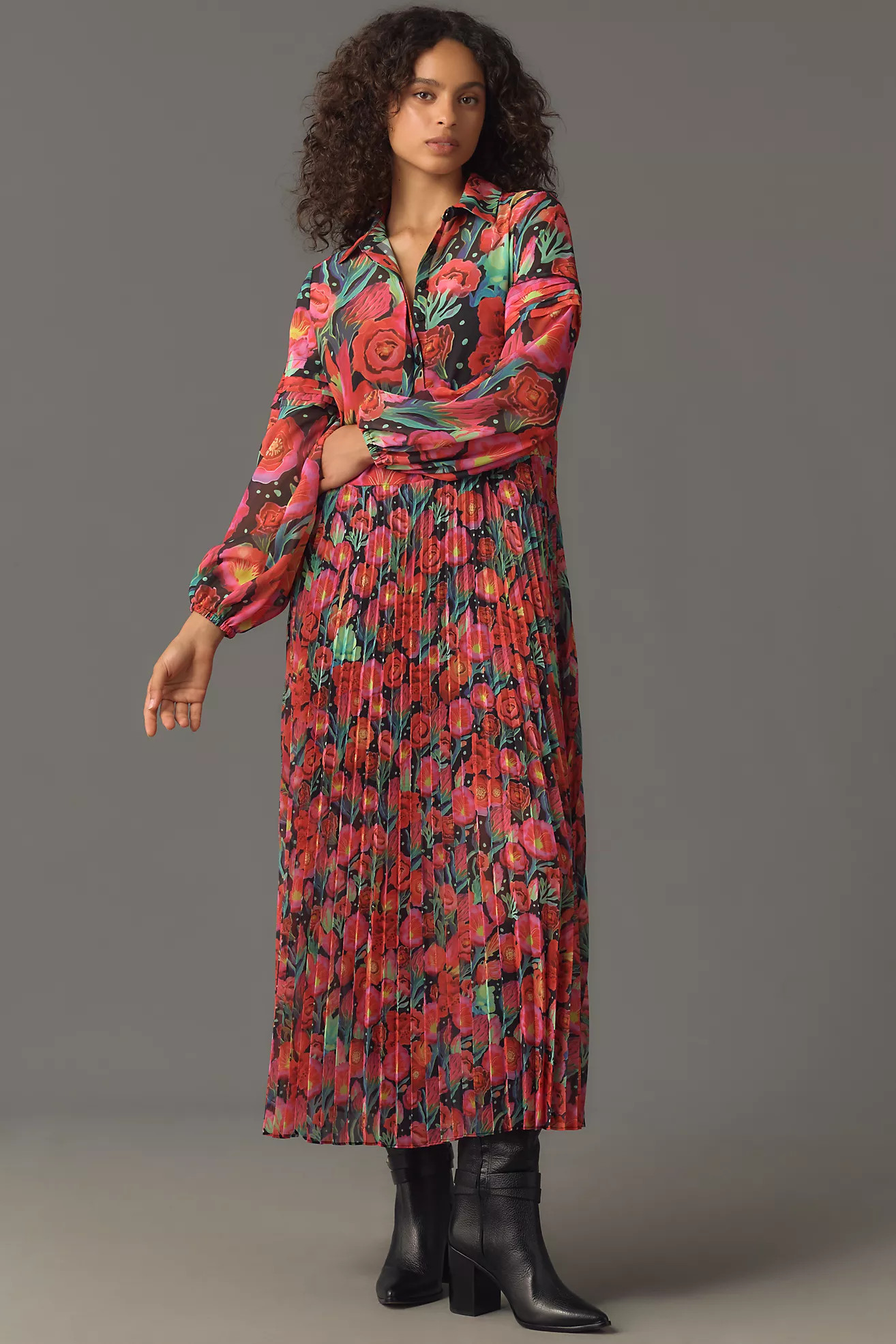 Farm Rio x Anthropologie Pleated Drop-Waist Maxi Dress | Anthropologie (US)