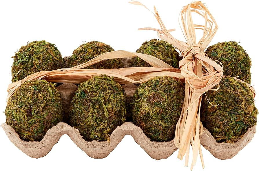 Mud Pie Preserved Moss Egg Filler Set, 4" x 7 1/2", Cream | Amazon (US)