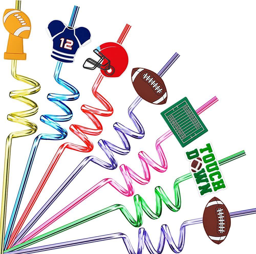 Football Party Favors Football Straws 24pcs Football Party Decorations Supplies Reusable Rugby Fo... | Amazon (US)