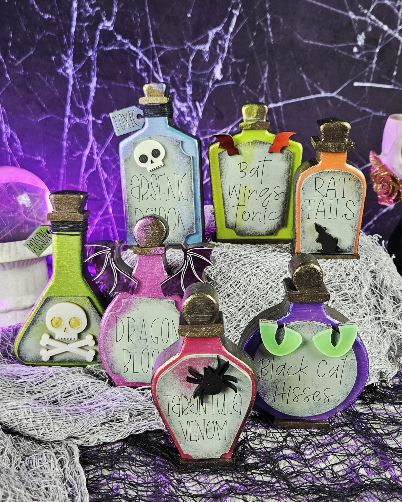 Halloween Potion Bottle Decor: Spooky Tiered Tray Display With Acrylic Accents - Etsy | Etsy (US)