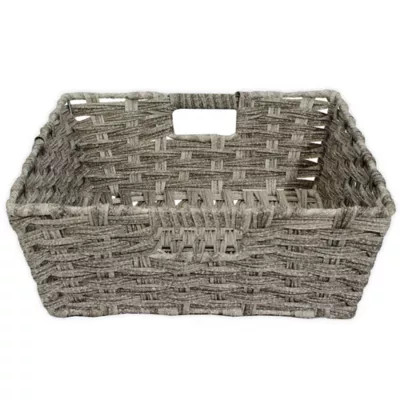 SALT™ Faux Rattan Shelf Basket in Grey | Bed Bath & Beyond | Bed Bath & Beyond