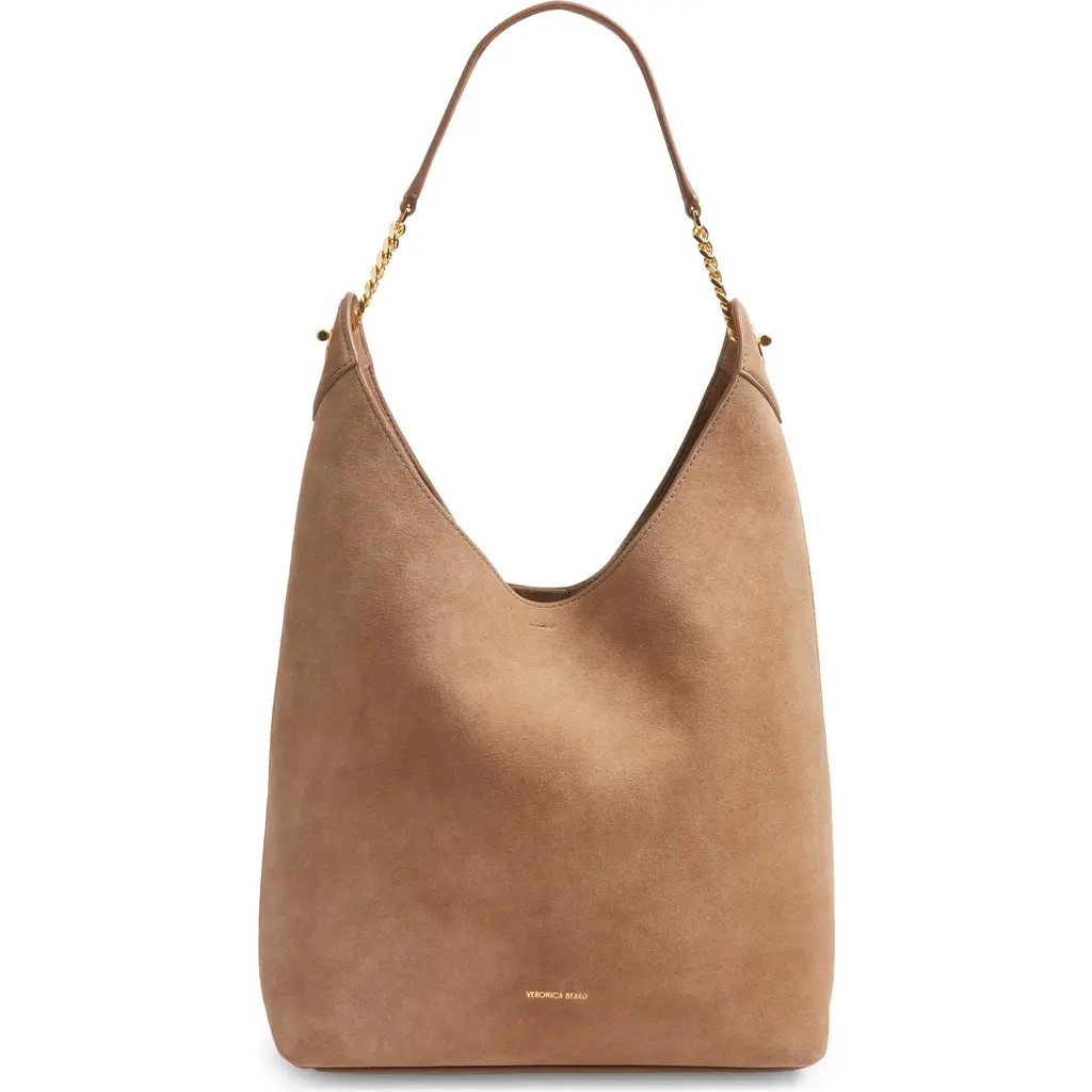 Veronica Beard Small Jour Suede Shoulder Bag in Bark at Nordstrom | Nordstrom