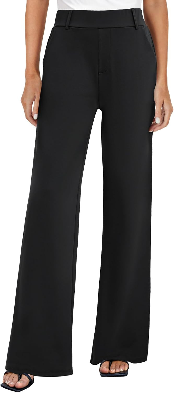 FireSwan Women's Stretchy High Waist Wide Leg Dress Pants with Pockets | Amazon (US)