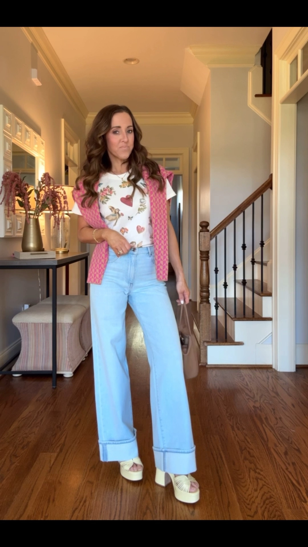 Spring light wash denim. Cuffed denim. Platform sandals. Anthropologie style. @anthropologie #anthropartner
Tee S. Sweater XS. Jeans TTS, 25. Sandals TTS. 

#LTKOver40 #LTKSeasonal #LTKPetite