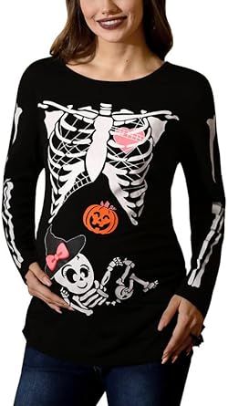 For G and PL Women's Halloween Maternity Long Sleeve Pregnancy Shirt | Amazon (US)