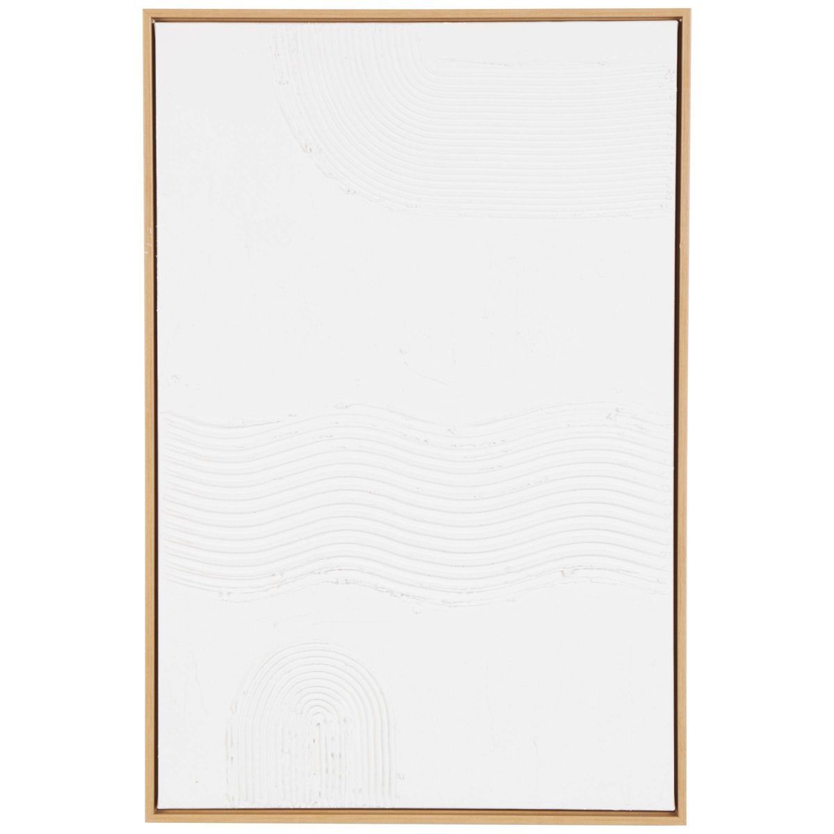 Olivia & May 36"x24" Canvas Abstract Framed Wall Art with Brown Frame White | Target