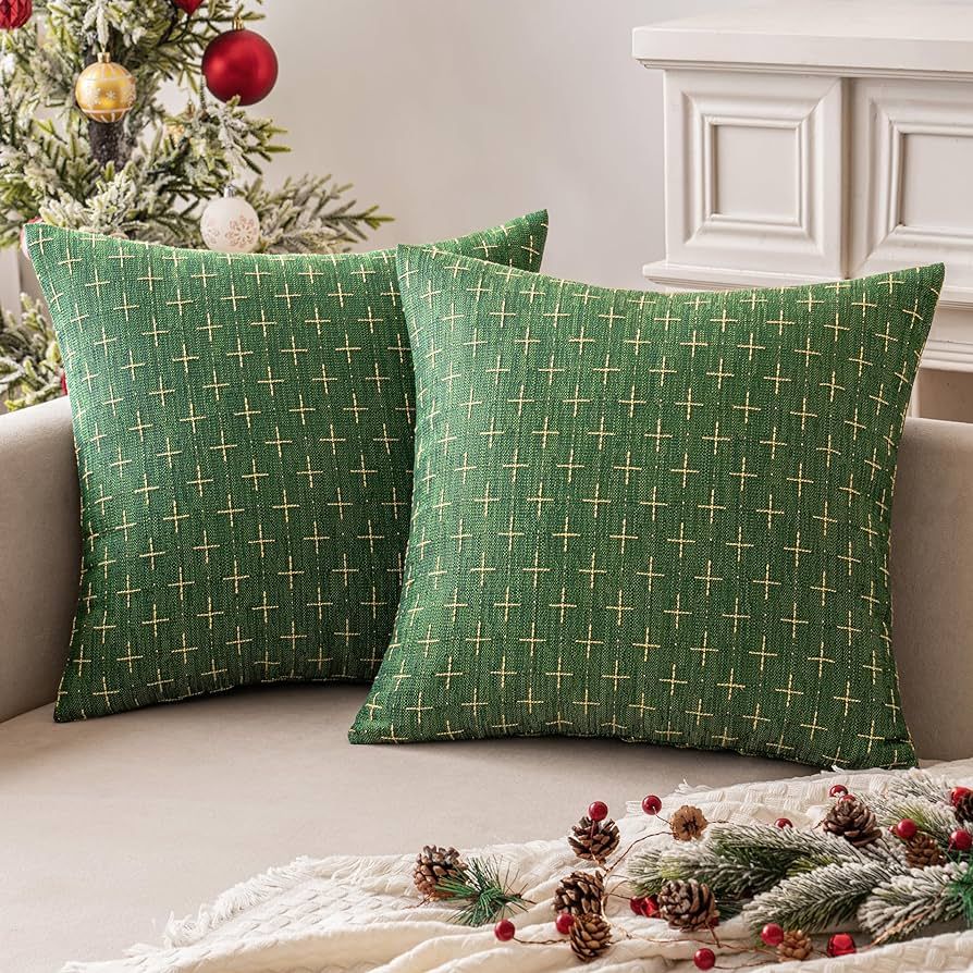 MIULEE Pack of 2 Christmas Decorative Burlap Linen Throw Pillow Covers Modern Farmhouse Pillowcas... | Amazon (US)
