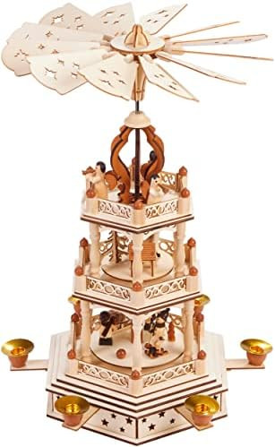 BRUBAKER Christmas Pyramid - 18 Inches - 3 Tier Carousel - Wooden Rotating Christmas Decoration Nati | Amazon (US)