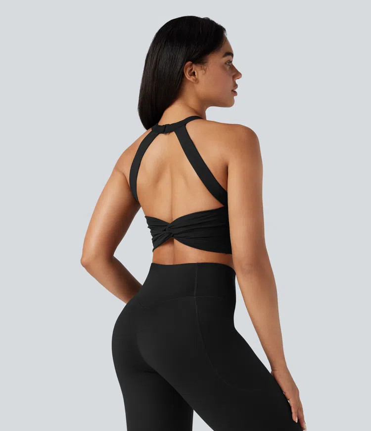 Halara UltraSculpt™ Medium Support Push-Up Zipper Cut Out Running Sports Bra | HALARA