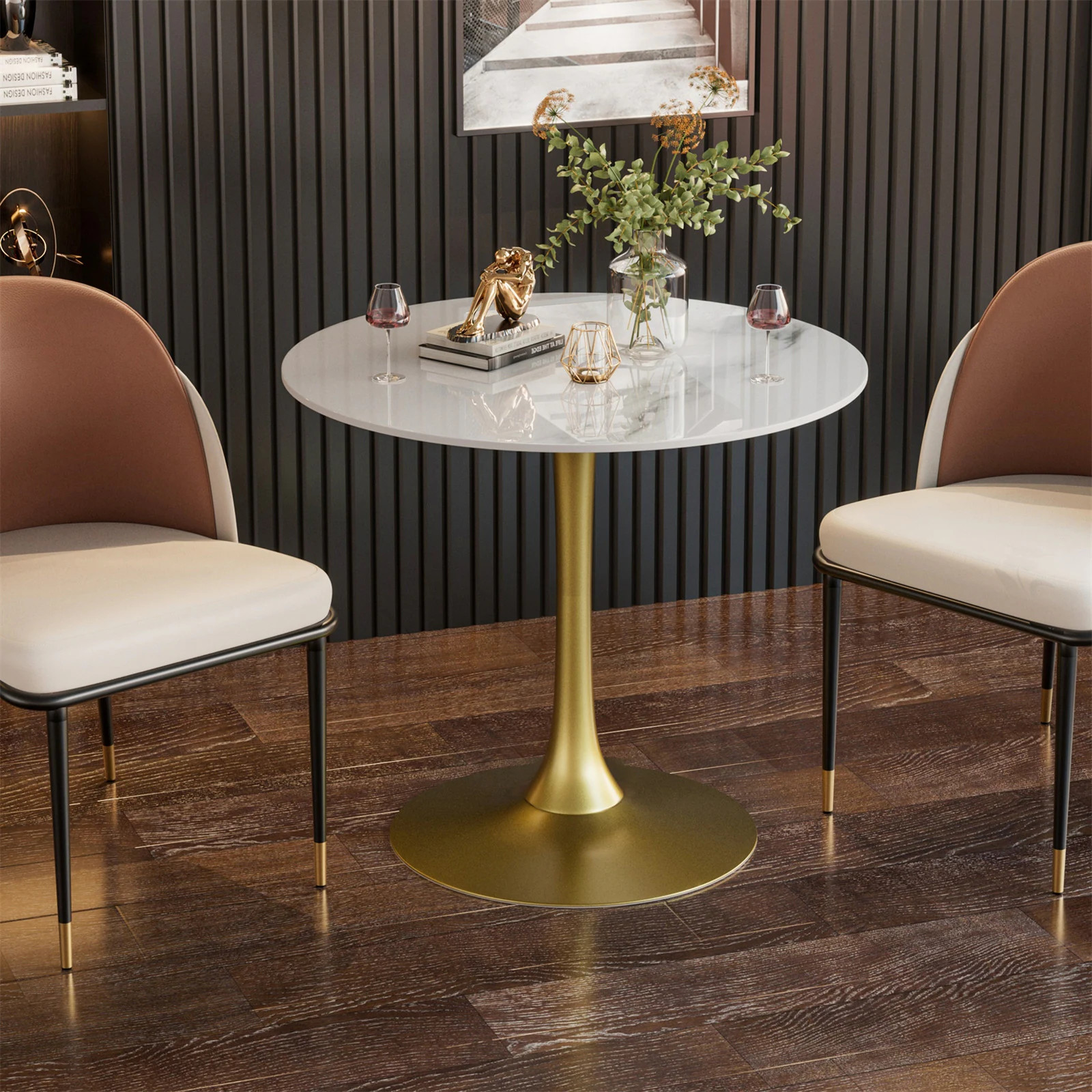 Kitchen Dining Table Marble Tabletop Round Modern Sintered Stone Bar Bistro Table - On Sale - Ove... | Overstock