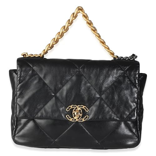Chanel, Pre-Loved Chanel 19 Black Shiny Lambskin Large Flap Bag, Black | Amazon (US)