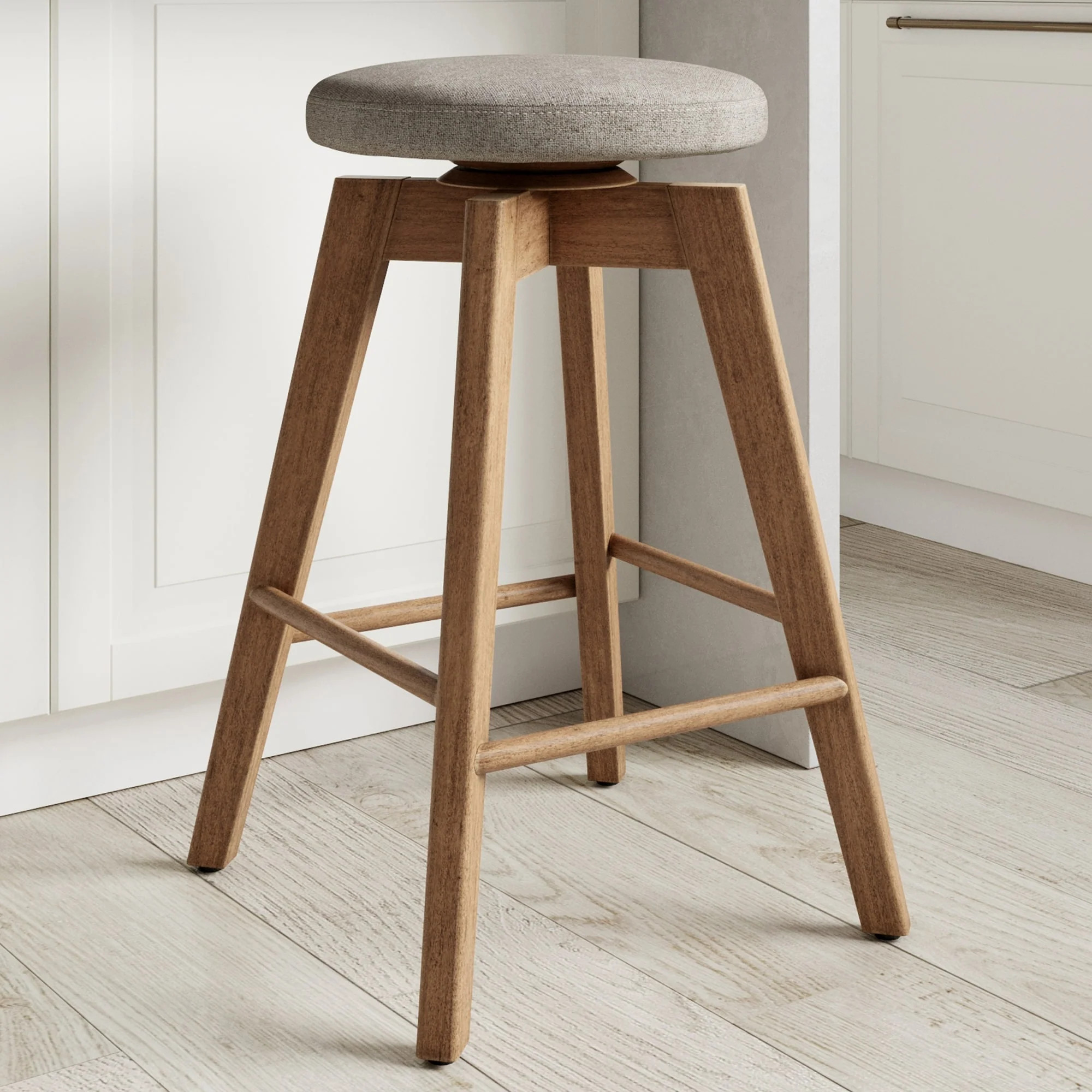 Wood Swivel Cushion Counter Height Bar Stool Brown | Nathan James