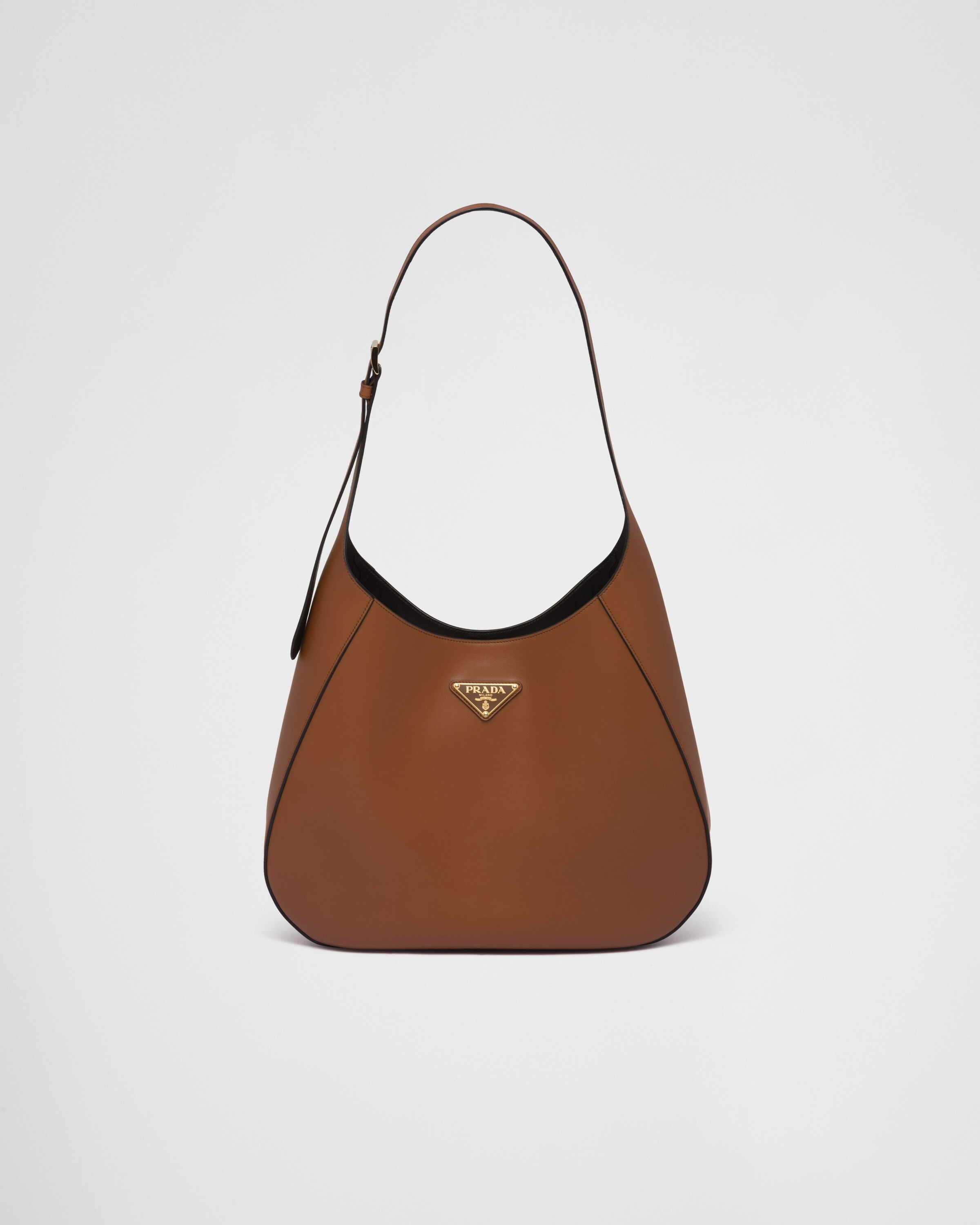 Large leather shoulder bag with topstitching | Prada Spa US
