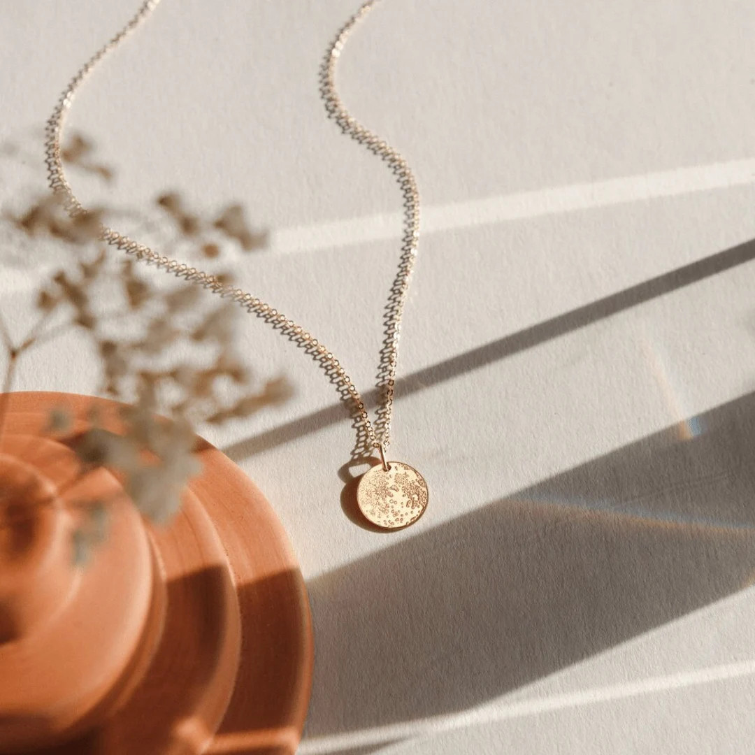 Luna Necklace, Real Full Moon Necklace, Handmade Celestial Pendant | 14k Gold Fill, Sterling Silv... | Etsy (US)