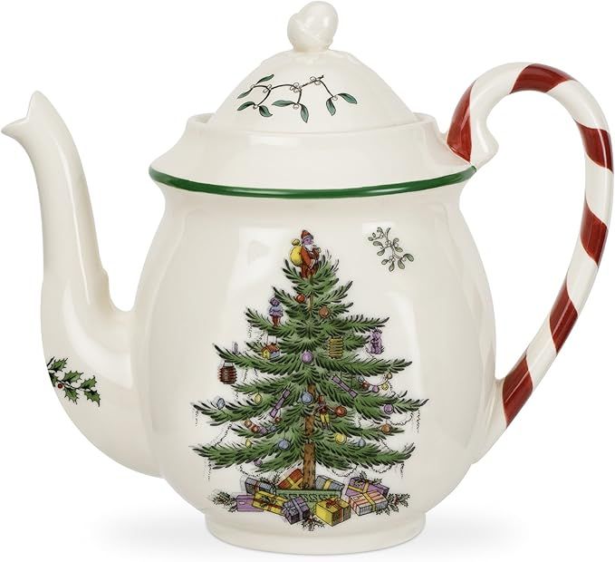 Spode Christmas Tree Candy Cane Teapot | Large Teapot with Lid for Hot Drinks, Tea, Coffee, Hot C... | Amazon (US)